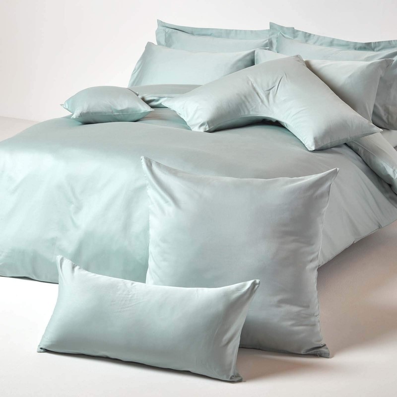 HOMESCAPES Blue Organic Cotton Euro Size Pillowcase 40 x 40