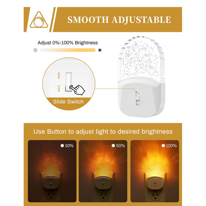 Night Lights Plug Into Wall [2 Pack], Amber Warm Night