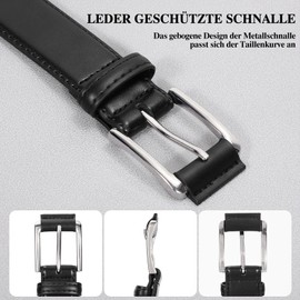 JasGood Men's Leather Belt Faux Leather Suit Business Denim Belt 33 mm Wide Men's Belt with Pin Buckle, darkblue