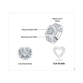 JewelryPalace Love Heart 2.2ct Cubic Zirconia Solitaire Engagement Rings for Women, hug Wing Feather White Gold 925 Sterling Silver Promise Ring for Her, 3pcs Wedding Bands Stackable Ring Bridal Set J