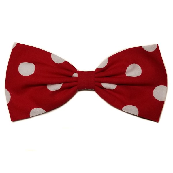 Large Red Polka Dot Hair Bow- Rockabilly, Pin Up, Retro (Barrette)