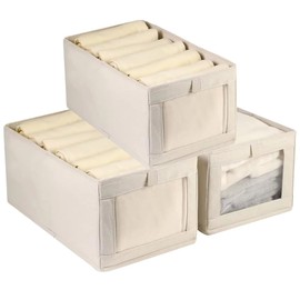 3PCS Caja De Almacenamiento Plegables Cajones Organizador De Ropa Bolsa Cestos Almacenamiento De Tela Resistente Closets Cajas Organizadoras De Almacenaje Para Ropa Juguetes Libros Dormitorio