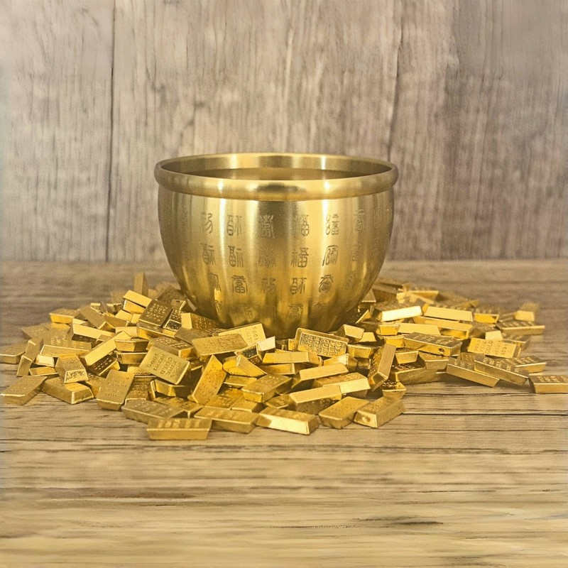 Charming solid brass feng shui decor - hundred fortune jar