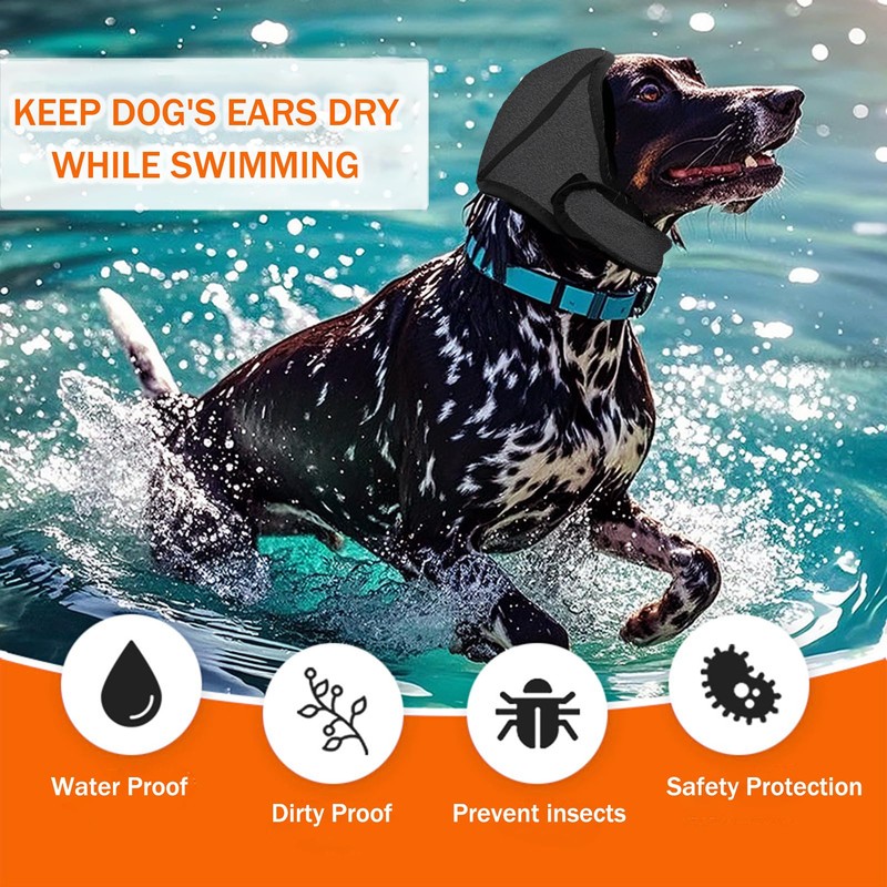 BAMY Swimming Waterproof Dog Ear Caps, Calming Large Dog Ears