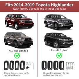 KINGGERI Lockable 220lbs Cross Bars Roof Racks Fit for Toyota Highlander 2014-2019 XLE Limited & SE LE & LE Plus, Aluminum Heavy Duty Roof Rails Crossbars Anti-Theft Metal Black Matte Luggage Kayak