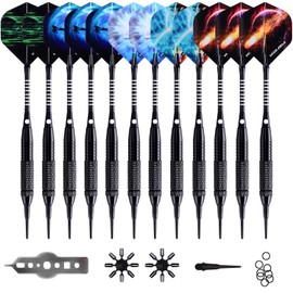 WIN.MAX Darts with plastic tip for electronic dartboard, 12 pieces, soft darts set, 18 g, professional soft darts