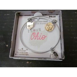Shine I Love Ohio Fine Stainless Steel Adjustable Bracelet with Charms