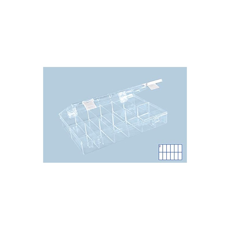 Hunersdorff 612400 Assortment Box PSCLASSIC, 12 compartments 225x335x55 mm, Transparent