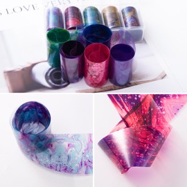 JERCLITY 10 Rolls Marbling Nail Foil Transfer Sticker Kit Nail Foil Sheets Foil Nail Art Decals Marbled Nail Foil Transfer Stickers Foil Nail Wraps for Foil Nail Art(Style-1)