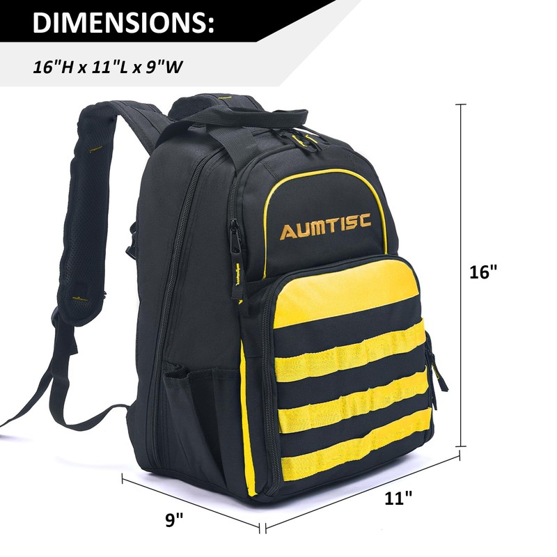 AUMTISC Tool Bag Backpack for Men, Heavy-Duty Tools Storage Organizer