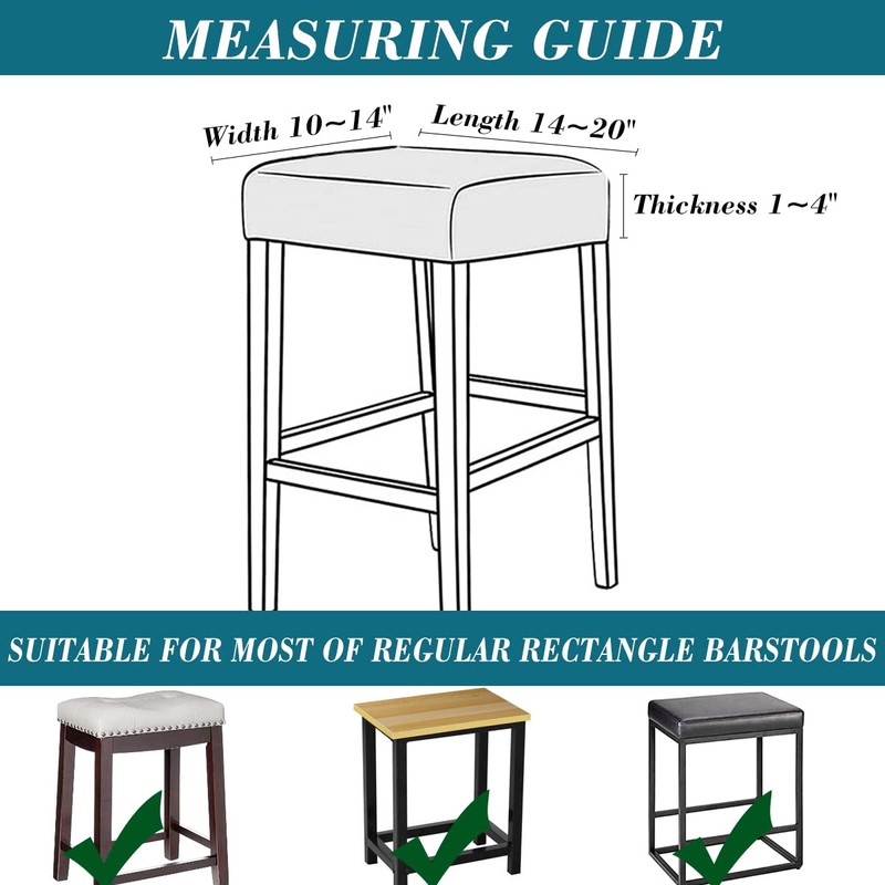 HFCNMY Stool Covers Rectangle, Stretch Waterproof PU Rectangle Bar Stool