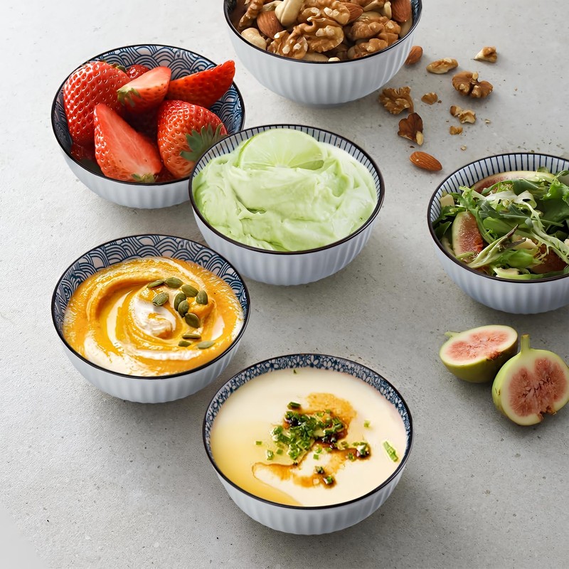 Yuanlity 10 oz Small Ceramic Bowls Set of 6, 4.5
