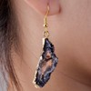 SUNYIK Natural Quartz Geode Agate Slice Dangle Earrings,Dark Color Crystal