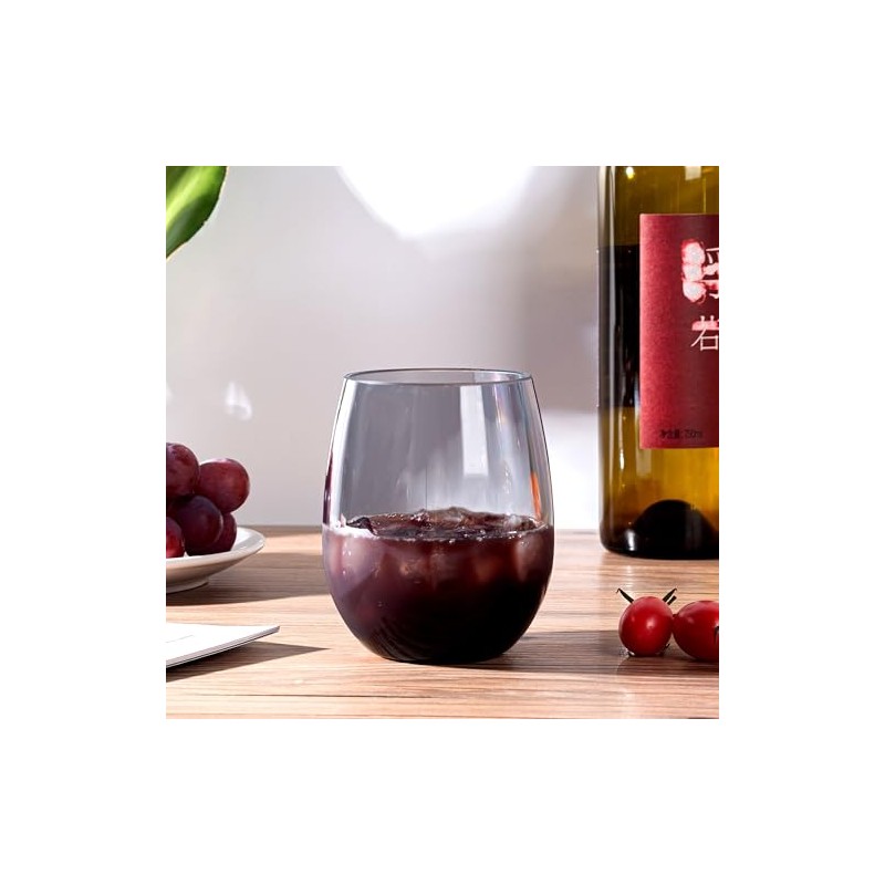 KX-WARE Unbreakable 18-ounce Acrylic Stemless Wine Glasses All Purpose Plastic