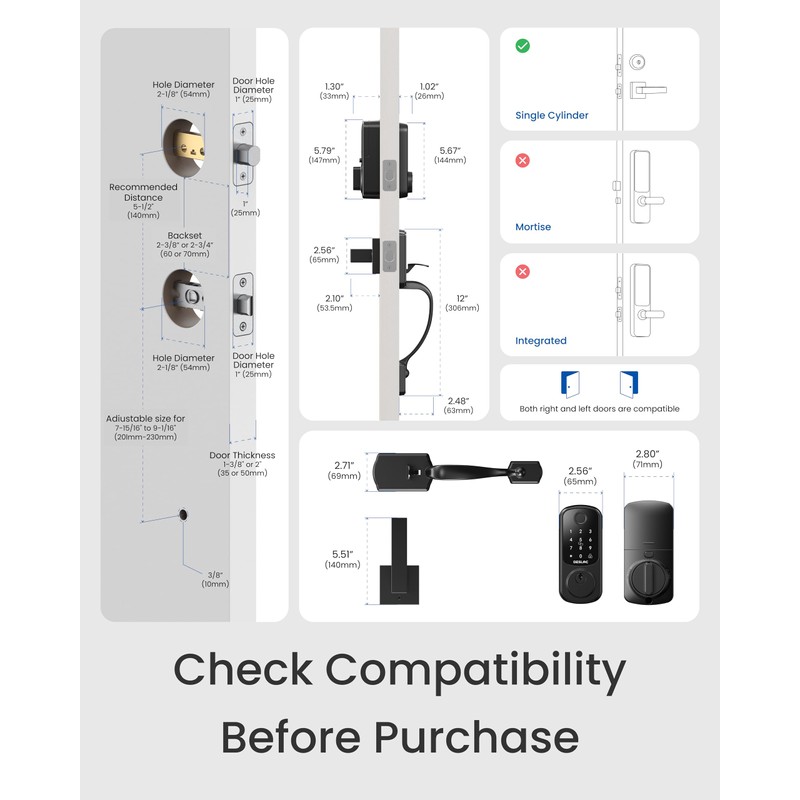 DESLOC B200 Keyless Entry Door Lock with Handle Set, Smart