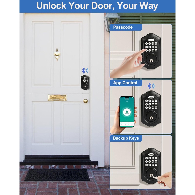 Keyless Entry Door Lock, Smart Keypad Deadbolt for Front Door,