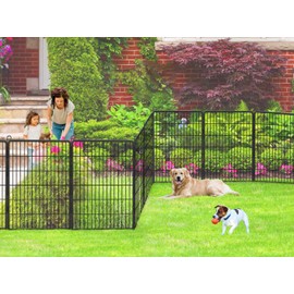 Jhsomdr 40 inch 2 Fence Panels Dog Playpen Outdoor Anti-Rust Add-on Dog Pen Outdoor Outdoor Dog Fence with Door for Large/Medium/Small Dogs