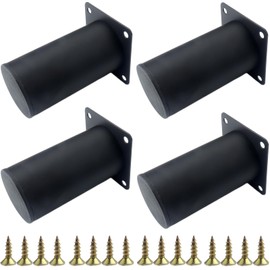 Roellgs Furniture Feet Round Black Metal Feet for Sofa Cabinet Feet with Fixing Screws for Home Office Beds and Countertops (10cm) (10cm)