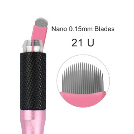 Pack of 50 Disposable Pink Microblading 0.15 mm Nano Needles Perfect for Hair Strokes Eyebrows Thinnest Needles on the Market (21U)