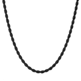 Metro Jewelry Stainless Steel Rope Chain Necklace for Men with Black or Two Tone Yellow Gold Ion Plating 4MM 18 to 30 Inch Long with Lobster Claw, Metal, No Gemstone