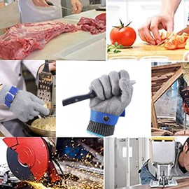 RETON-PPE Cut Resistant Gloves, Food Grade Stainless Steel Metal Glove,Safety Work Gloves for Kitchen Meat Cutting Oyster Shucking (S)