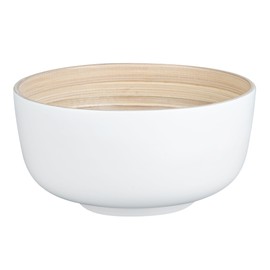 Bambuddha 15 Ounce Small Salad Bowl, 1 Heavy-Duty Round Salad Bowl - Sustainable, Reusable, White Bamboo Serving Bowl, for Serving Salads, Fruits, and Appetizers - Restaurantware