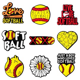 HCTGATH Sports Shoe Charms, Baseball Soccer Football Basketball Volleyball Softball Hockey Shoe Decoration Charms, Cute Clog Accessories Charms for Sports Fans (softball)