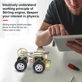 QANYEGN Stirling Car Engine Model, Hot Air Stirling Engine Car, Power Generator Stirling Engine Model with External Combustion Engine Kit for Experiment