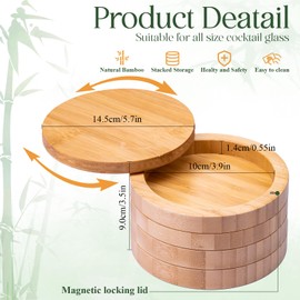USEEKRIL 4-Tier Bamboo Margarita Salt Rimmer Set,Salt&Sugar Rimmer for Cocktails Drinks,Cocktail Glass Rimmer Tools with Magnetic Swivel Lid for Bartenders,Home Bar,Parties