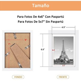Azuldimen Juego de 5 marcos de fotos, imágenes de exhibición, marcos de fotos de galería de pared (12.7 x 17.78 cm (5x7 pulg)-Blanco)