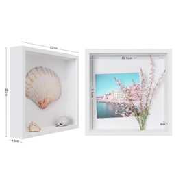 Horde 3D Picture Frame for Filling, Picture Frame Deep 20 x 20 cm, 3D Object Frame Deep 3 cm for Wall and Desktop - White