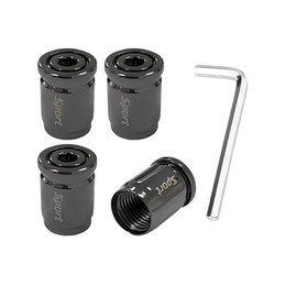 Ohleats 4PCS Tire Valve Stem Caps, Anti-Theft Auto Wheel Tyre Air Caps Cover with Rubber Seal, Corrosion Resistant Leakproof Stem Covers Car Accessories for Trucks, SUVs, Bikes (Style 1, Black)