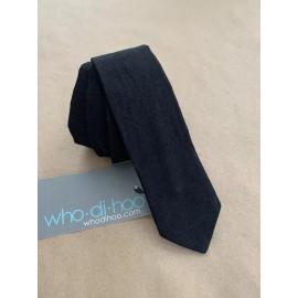 Whodihoo Toddler Neck tie * BLACK * Linen skinny necktie * hipster * 2T - 9 *ONE SIZE*
