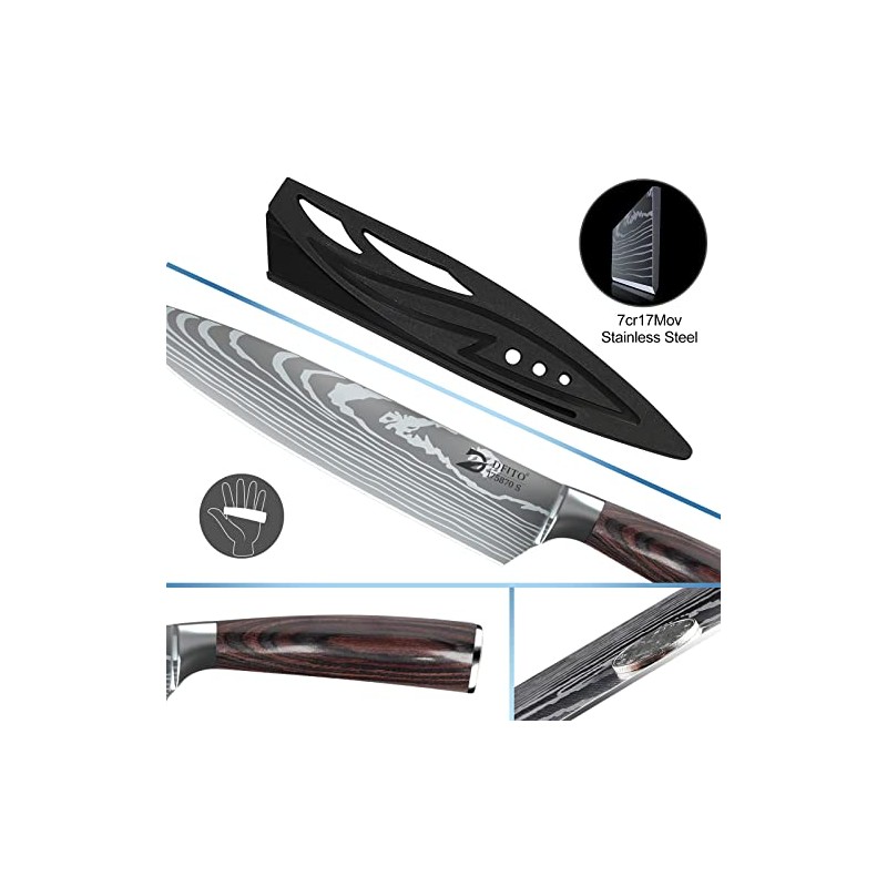 Dfito - Juego de cuchillos de chef con bolsa enrollable,