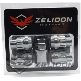 ZELIDON 12X1.50 35mm 4+1 Wheel Lock Nuts+Key Fit Toyota Honda Lexus Mazda Acura Hyundai - Chrome