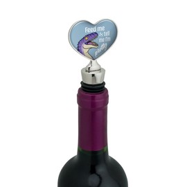 Velociraptor Feed Me and Tell Me I'm Pretty Dinosaur Funny Heart Love Wine Bottle Stopper