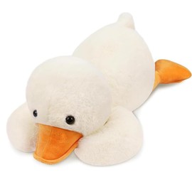 CLKDPNO Duck Plush Toy White Duck Plush Pillow Lying Ducks Stuffed Animal Soft Ducks Plushie Cute Doll Birthday Gift for Kids, 8In