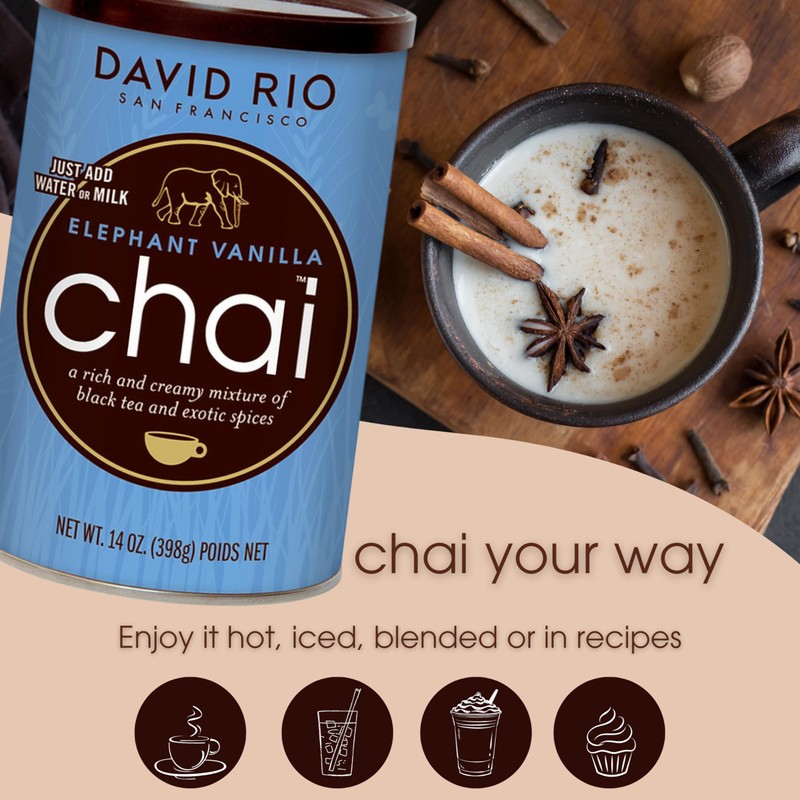 Elephant Vanilla Chai Tea Latte Mix, 64 Oz, Black Tea,