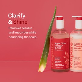 RENPURE Apple Cider Vinegar & Aloe Shampoo, Plant-Based – Clarifies, Removes Residue and Nourishes for Shiny, Healthy Hair – For Dull Hair - Apple Cider Vinegar, Aloe Leaf Juice – 24 Fl Oz