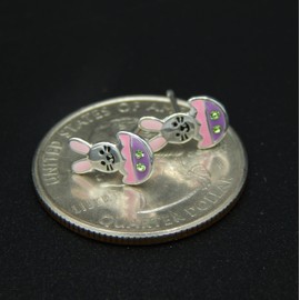 ICYROSE 925 Sterling Silver pink purple Easter Bunny in Egg Stud Earrings 45842