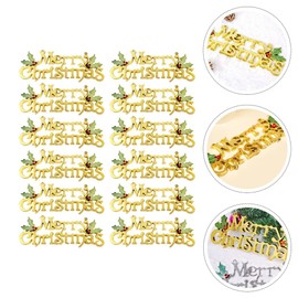 DOITOOL 12Pcs Merry Christmas Sign Glittery Christmas Hanging Signs Door Plaque Wall Hanging Sign with Holly Berries for Christmas Tree Wreath Wall 15cm