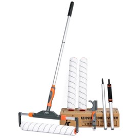 10pcs 12"-18" Adjustable Large Paint Roller Kit: 1-5Ft Aluminum Extension Poles, Brush & Roller Cleaner, Ergonomic Handle, 18" Nylon Covers for Walls,Ceiling,Floors,Interior,Exterior Painting
