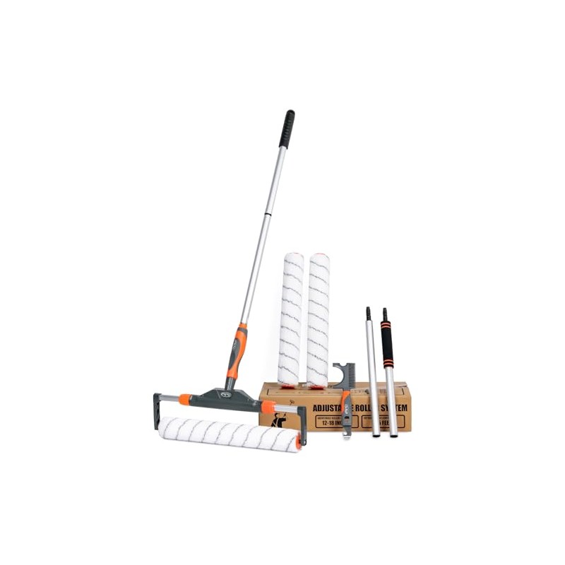 10pcs 12"-18" Adjustable Large Paint Roller Kit: 1-5Ft Aluminum Extension
