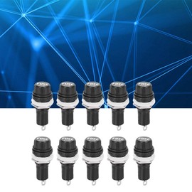 10-Piece Fuse Holder Housing Highly Resistant Panel Mounted Glass Fuse Protection Housing for Fuse Holder 5 x 20 mm for Radio Car Stereo