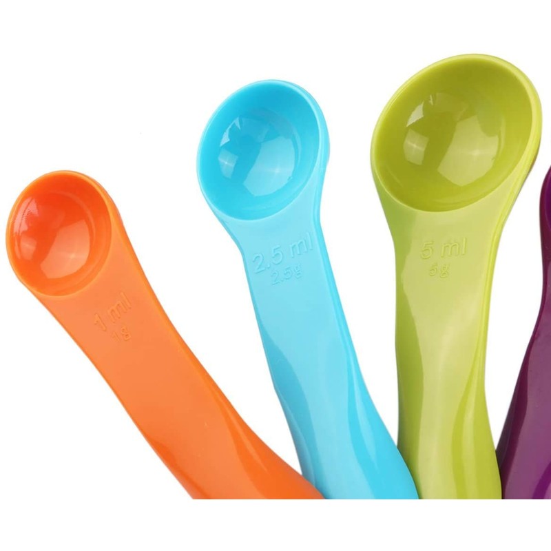Small Spoon, Colourful Plastic Measuring Spoon, 5 Pieces Colourful Plastic