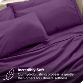 Bare Home Hotel Luxury King Sheet Set, Extra Soft - 6 Piece Set - Deep Pockets - Easy Fit - Cooling & Breathable - Wrinkle, Fade, Stain Resistant - Set Includes 4 Pillowcases (King, Plum)