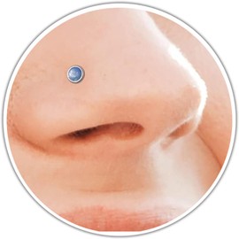 925 Sterling Silver Nose Piercing Stud – L Shape Nose Stud With 22 Guage Thickness - 3mm Blue Opal Nose Stud