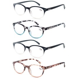OLOMEE Reading Glasses for Women Cute Round Readers +4.50 for Small Head/Petite Face Lightweight Cheaters Glasses w/Spring Hinges 4 Pack