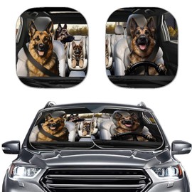 Qpednta Funny Sheepdog Car Windshield Sun Shade Folding Car Sun Shade for Front Window Heat and UV Rays Easy Storage Auto Interior Protector Universal Vehicle Accessories