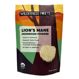 Wilderness Poets, Organic Lions Mane Mushroom Powder - California Grown - Bulk Size (16 Ounce - 1 Pound)